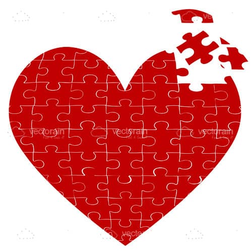 Red Heart Shaped Jigsaw Puzzle